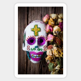 Fancy skull and dead flowers Sticker